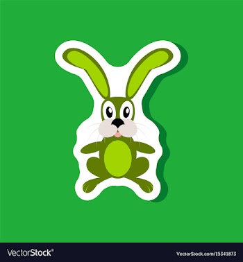 Paper sticker on stylish background toy hare vector image