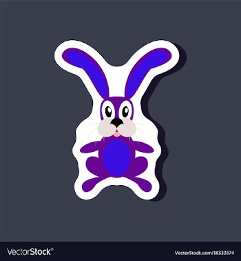 Paper sticker on stylish background toy hare vector image