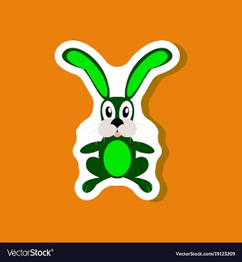 Paper sticker on stylish background toy hare vector image