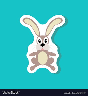 Paper sticker on stylish background toy hare vector image
