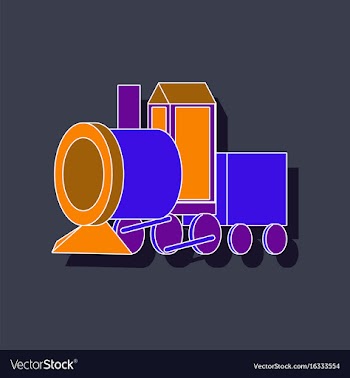Paper sticker on stylish background toy train vector image