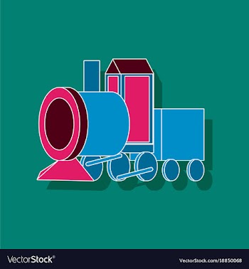 Paper sticker on stylish background toy train vector image