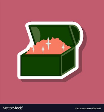 Paper sticker on stylish background treasure chest vector image
