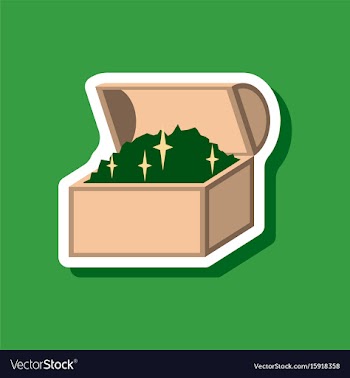 Paper sticker on stylish background treasure chest vector image