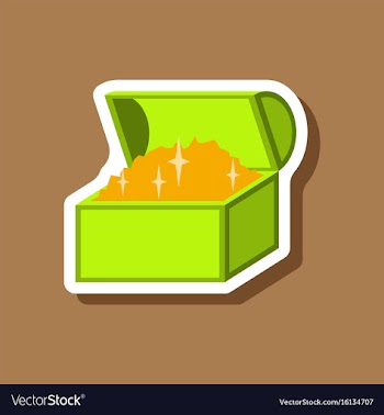 Paper sticker on stylish background treasure chest vector image