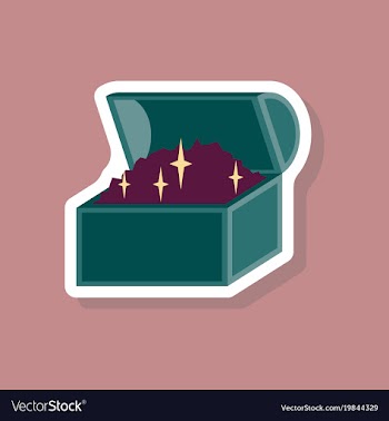 Paper sticker on stylish background treasure chest vector image