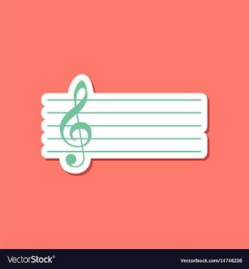 Paper sticker on stylish background treble clef vector image