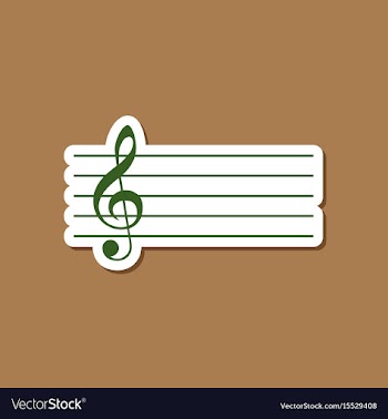Paper sticker on stylish background treble clef vector image