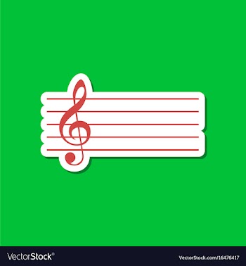 Paper sticker on stylish background treble clef vector image