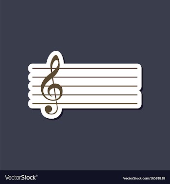 Paper sticker on stylish background treble clef vector image