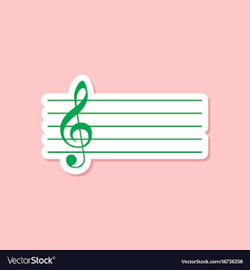 Paper sticker on stylish background treble clef vector image