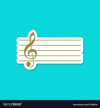 Paper sticker on stylish background treble clef vector image