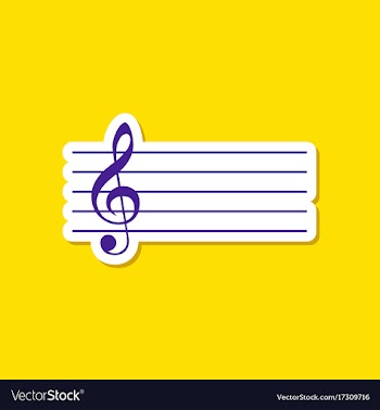Paper sticker on stylish background treble clef vector image