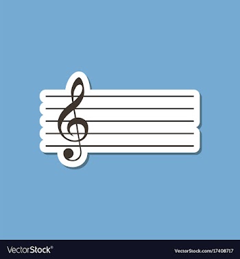 Paper sticker on stylish background treble clef vector image