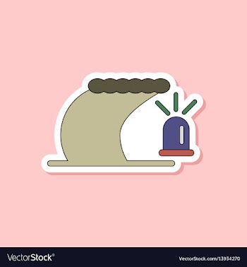 Paper sticker on stylish background tsunami alarm vector image