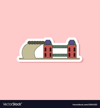 Paper sticker on stylish background tsunami city vector image