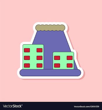 Paper sticker on stylish background tsunami city vector image