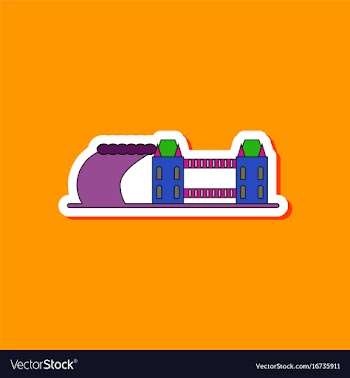 Paper sticker on stylish background tsunami city vector image