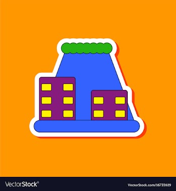 Paper sticker on stylish background tsunami city vector image
