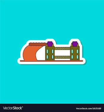 Paper sticker on stylish background tsunami city vector image