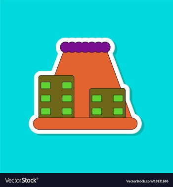 Paper sticker on stylish background tsunami city vector image