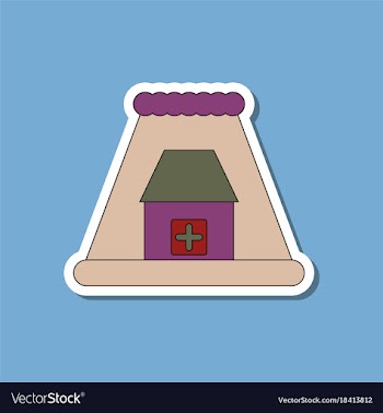 Paper sticker on stylish background tsunami city vector image