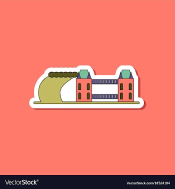 Paper sticker on stylish background tsunami city vector image