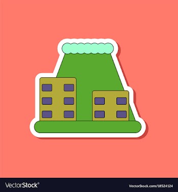 Paper sticker on stylish background tsunami city vector image