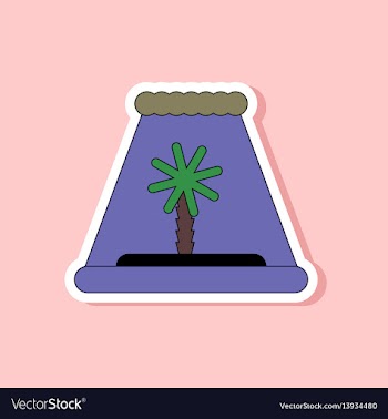 Paper sticker on stylish background tsunami island vector image