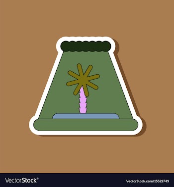Paper sticker on stylish background tsunami island vector image