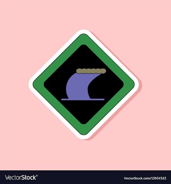 Paper sticker on stylish background tsunami sign vector image