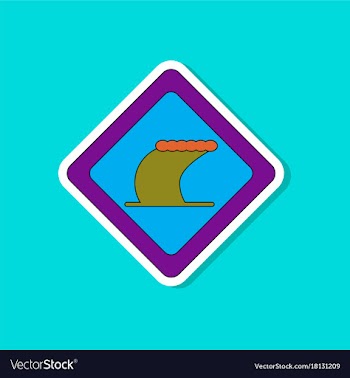 Paper sticker on stylish background tsunami sign vector image