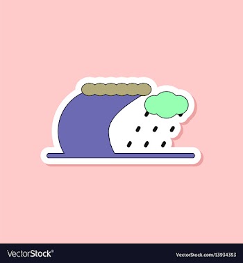 Paper sticker on stylish background tsunami storm vector image