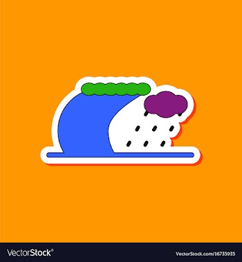 Paper sticker on stylish background tsunami storm vector image
