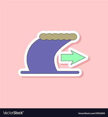 Paper sticker on stylish background tsunami vector image