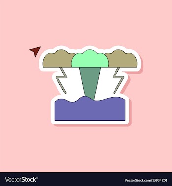 Paper sticker on stylish background tsunami vector image