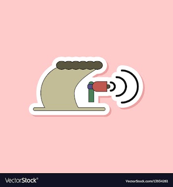 Paper sticker on stylish background tsunami vector image