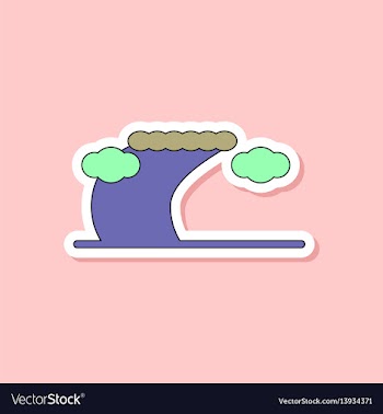 Paper sticker on stylish background tsunami vector image