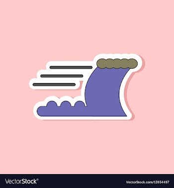 Paper sticker on stylish background tsunami vector image