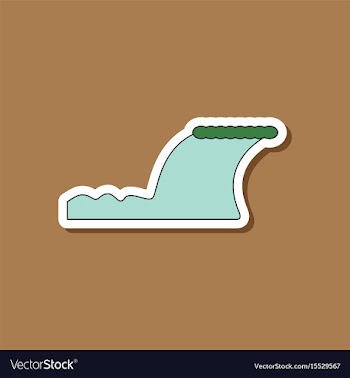 Paper sticker on stylish background tsunami vector image