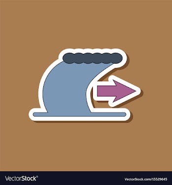 Paper sticker on stylish background tsunami vector image