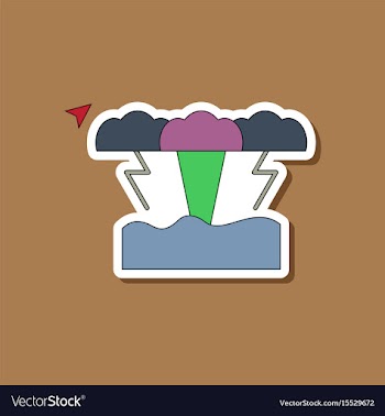 Paper sticker on stylish background tsunami vector image