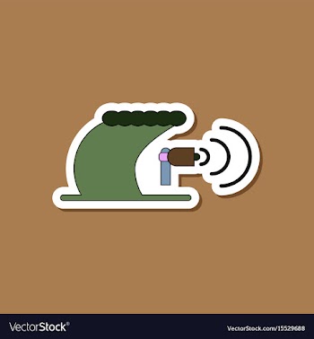 Paper sticker on stylish background tsunami vector image