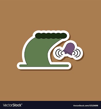 Paper sticker on stylish background tsunami vector image