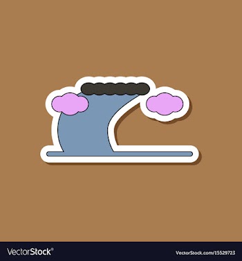 Paper sticker on stylish background tsunami vector image