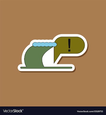 Paper sticker on stylish background tsunami vector image