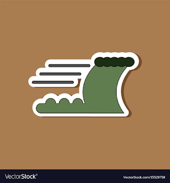 Paper sticker on stylish background tsunami vector image