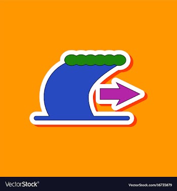 Paper sticker on stylish background tsunami vector image