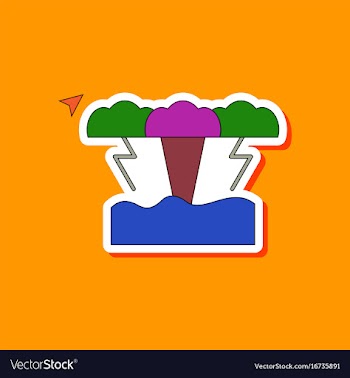 Paper sticker on stylish background tsunami vector image