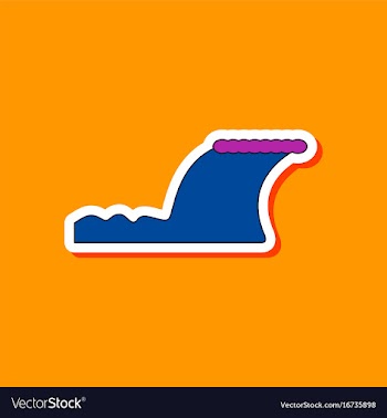 Paper sticker on stylish background tsunami vector image
